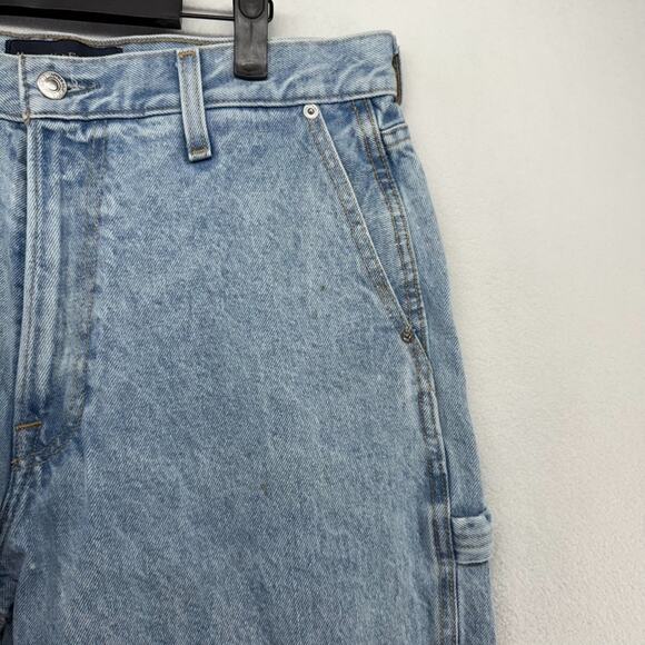 Abercrombie Fitch Jeans Men's 32x34 Blue Rigid Denim Baggy Carpenter Light Wash - Picture 3 of 9